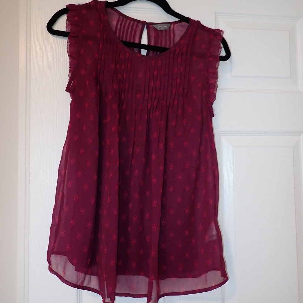 NWOT vintage-inspired dark pink floral chiffon top